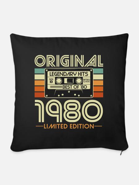 Original 1980 Jahrgang Vintage Geburtstag Retro - Sofakissenbezug 45 x 45 cm - Schwarz