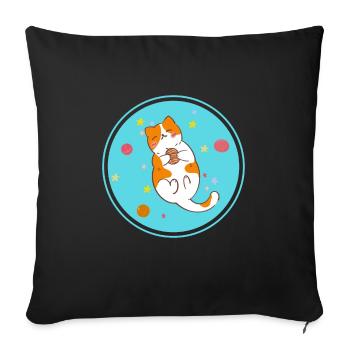 Cute playing kitten - Sofa pillowcase 17,3'' x 17,3'' (45 x 45 cm) - black - Front