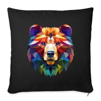A bear with colorful geometric patterns - Sofa pillowcase 17,3'' x 17,3'' (45 x 45 cm) - black - Front