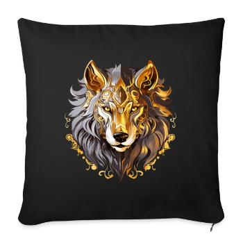 Wolf Wolf Head Gold Mystical Nature Wilderness Art - Housse de coussin décorative 45 x 45 cm - noir - Devant