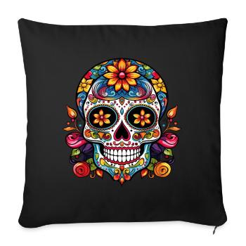 Crâne de sucre Méxicain - Housse de coussin décorative 45 x 45 cm - noir - Devant