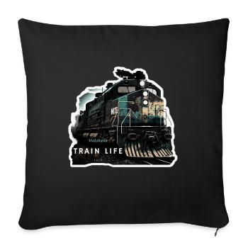Train Life : Le train, c'est la vie - Housse de coussin décorative 45 x 45 cm - noir - Devant