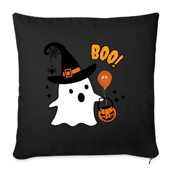 BOO! Fantôme Halloween - Housse de coussin décorative 45 x 45 cm - noir - Devant