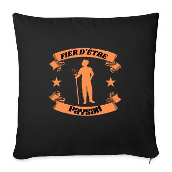Fier d'être paysan - Housse de coussin décorative 45 x 45 cm - noir - Devant
