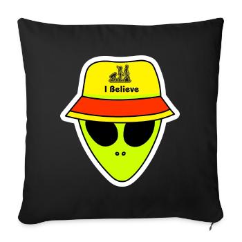 Alien in I Believe Bucket hat - Sofa pillowcase 17,3'' x 17,3'' (45 x 45 cm) - black - Front