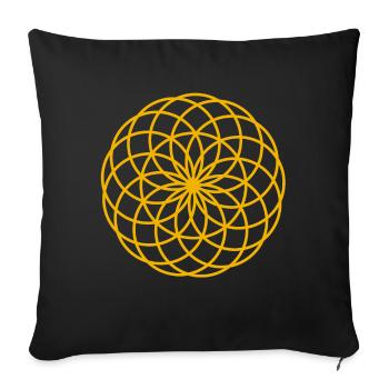 Lotus de Vie Symbole Or - Housse de coussin décorative 45 x 45 cm - noir - Devant