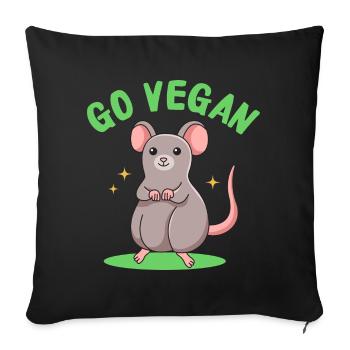 Conception de rats pour les fiers végétaliens - Housse de coussin décorative 45 x 45 cm - noir - Devant