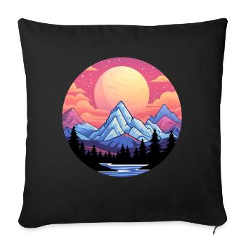 Berge Vaporwave - Sofakissenbezug 45 x 45 cm - Schwarz - Vorne