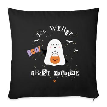 Ich werde große Cousine Halloween Herz Mädchen - Sofakissenbezug 45 x 45 cm - Schwarz - Vorne