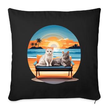 Cats on the sofa - Sofa pillowcase 17,3'' x 17,3'' (45 x 45 cm) - black - Front