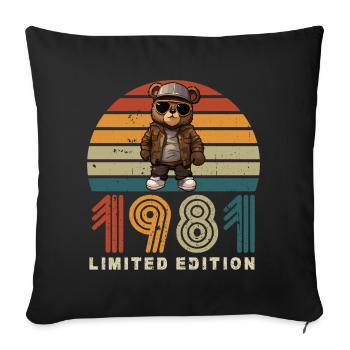 Édition limitée 1981 année de construction anniversaire vintage - Housse de coussin décorative 45 x 45 cm - noir - Devant