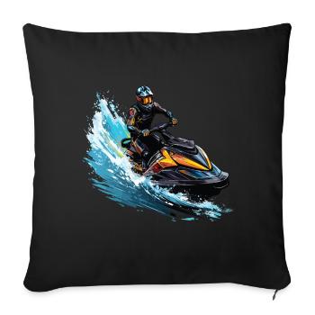 Jetski fahren auf den Wellen - Sofakissenbezug 45 x 45 cm - Schwarz - Vorne