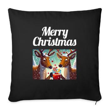 Joyeux Noël / Rennes de Noël - Housse de coussin décorative 45 x 45 cm - noir - Devant