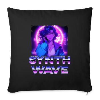 Synthwave Music Album Cover - Anime Shirt - Sofakissenbezug 45 x 45 cm - Schwarz - Vorne