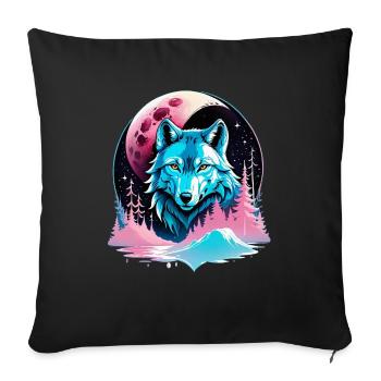 Loup et Lune - Housse de coussin décorative 45 x 45 cm - noir - Devant