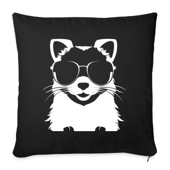Frettchen mit Sonnenbrille Coole Frettchen - Sofakissenbezug 45 x 45 cm - Schwarz - Vorne