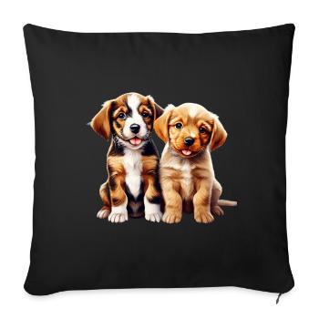 Dog Puppies I Two Cute Puppy Puppies Shirt - Sofa pillowcase 17,3'' x 17,3'' (45 x 45 cm) - black - Front
