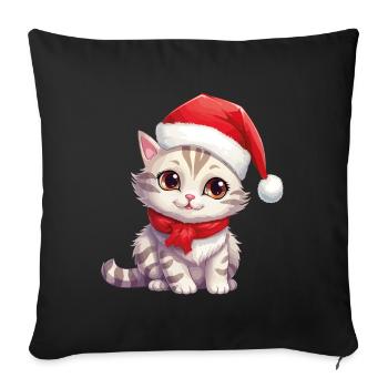 Chat Noël Chat De Noël Mignon Joyeux Catmas - Housse de coussin décorative 45 x 45 cm - noir - Devant