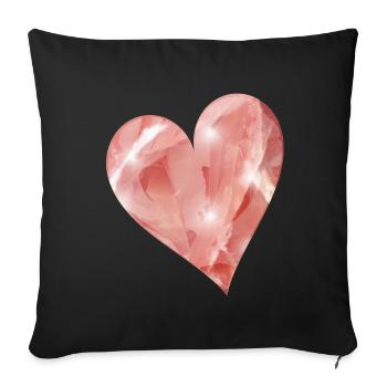 pink rose quartz crystal motif as a heart - Sofa pillowcase 17,3'' x 17,3'' (45 x 45 cm) - black - Front