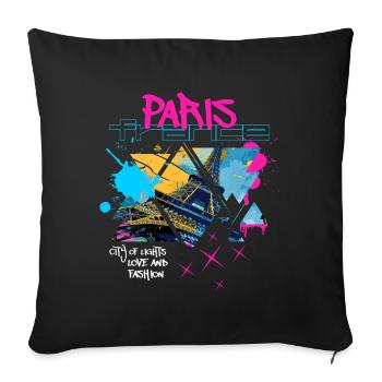 Paris, France, City, Skyline, Eiffel Tower, Graffiti - Sofa pillowcase 17,3'' x 17,3'' (45 x 45 cm) - black - Front