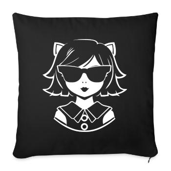 Mignon Anime Girl Gothique Manga Lunettes de soleil de conte de fées - Housse de coussin décorative 45 x 45 cm - noir - Devant