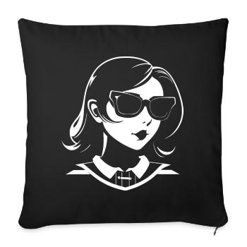 Mignon Anime Girl Gothique Manga Lunettes de soleil de conte de fées - Housse de coussin décorative 45 x 45 cm - noir - Devant