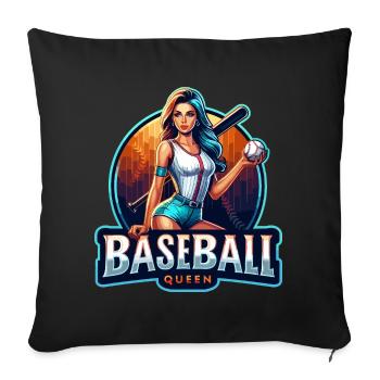 Illustration rétro de la reine du baseball - Housse de coussin décorative 45 x 45 cm - noir - Devant
