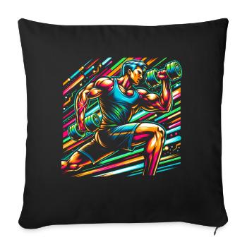 Force musculaire : Biceps Curls Artwork - Housse de coussin décorative 45 x 45 cm - noir - Devant
