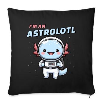 Je suis un astrolotl - Axolotl astronaute de l’espace mignon - Housse de coussin décorative 45 x 45 cm - noir - Devant