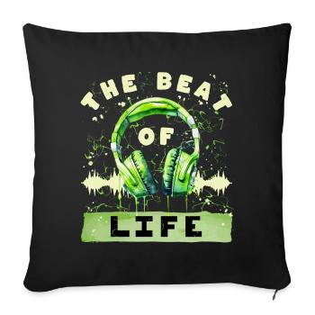 Le rythme de la vie - Headphone Music - Housse de coussin décorative 45 x 45 cm - noir - Devant
