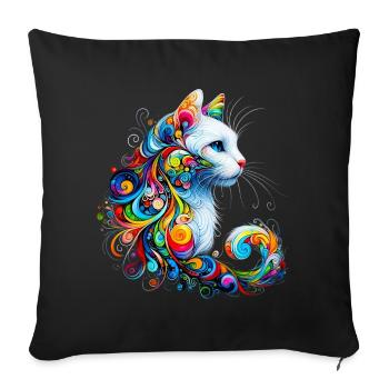 Cat - Sofa pillowcase 17,3'' x 17,3'' (45 x 45 cm) - black - Front