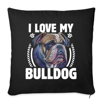 Ich Liebe meine Englische Bulldogge - Sofakissenbezug 45 x 45 cm - Schwarz - Vorne