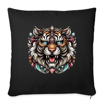 Majesté des pierres précieuses du tigre - Housse de coussin décorative 45 x 45 cm - noir - Devant