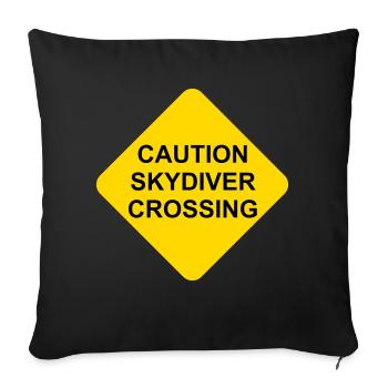 Schild Caution Skydiver Crossing - Sofakissenbezug 45 x 45 cm - Schwarz - Vorne