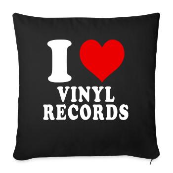 Ich liebe Vinyl-Schallplatten Herz Lustig Witzig - Sofakissenbezug 45 x 45 cm - Schwarz - Vorne
