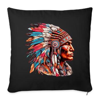 Amérindien Peau rouge d’Amérique - Housse de coussin décorative 45 x 45 cm - noir - Devant
