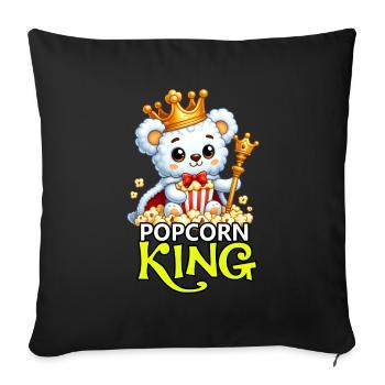 Popcorn Bear King - Sofa pillowcase 17,3'' x 17,3'' (45 x 45 cm) - black - Front