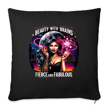 Beauty with brains - Wild and Fabulous - Sofa pillowcase 17,3'' x 17,3'' (45 x 45 cm) - black - Front
