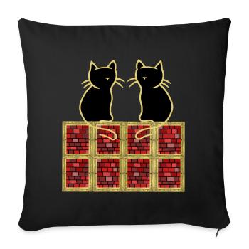 80s 90s Retro Vintage Cats Cat Cat - Sofa pillowcase 17,3'' x 17,3'' (45 x 45 cm) - black - Front