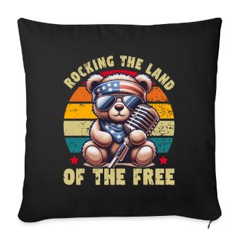 Ours mignon États-Unis Amérique Musique Patriote Rétro - Housse de coussin décorative 45 x 45 cm - noir - Devant