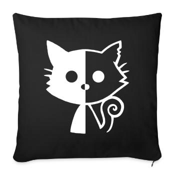 Chat yin et yang (blanc) - Housse de coussin décorative 45 x 45 cm - noir - Devant