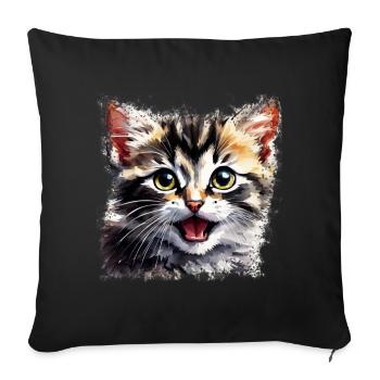 Cute kitten design in watercolor no.005 - Sofa pillowcase 17,3'' x 17,3'' (45 x 45 cm) - black - Front
