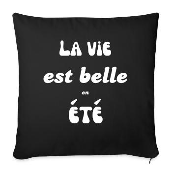 La vie est belle en été - Housse de coussin décorative 45 x 45 cm - noir - Devant
