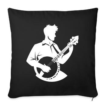 Dessin d’un joueur de banjo - Housse de coussin décorative 45 x 45 cm - noir - Devant