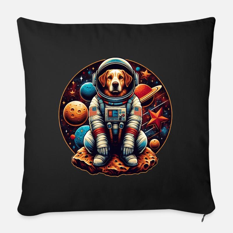 Space Pup Adventure: Astronaut Dog in der Galaxis - Sofakissenbezug 45 x 45 cm - Schwarz