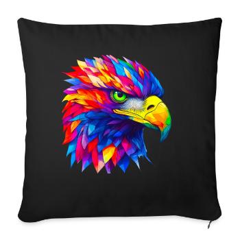 Regard d’aigle, indomptable - Housse de coussin décorative 45 x 45 cm - noir - Devant