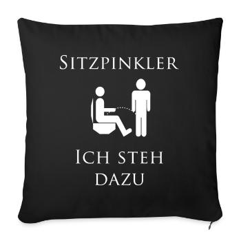Sitting pee - I stand by it - Sofa pillowcase 17,3'' x 17,3'' (45 x 45 cm) - black - Front