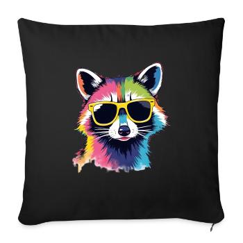 Raccoon Art Artwork Pop Art Raccoons - Sofa pillowcase 17,3'' x 17,3'' (45 x 45 cm) - black - Front