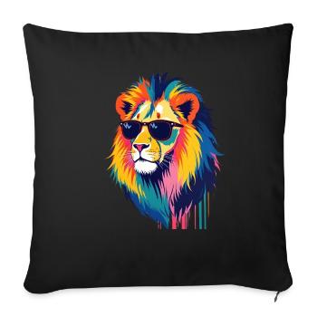 Lion Art Oeuvre Pop Art Lion - Housse de coussin décorative 45 x 45 cm - noir - Devant