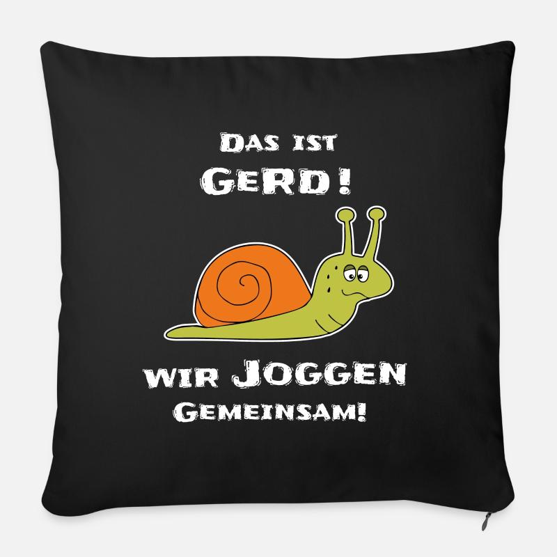 Lustige Schnecke Joggen - Sofakissenbezug 45 x 45 cm - Schwarz